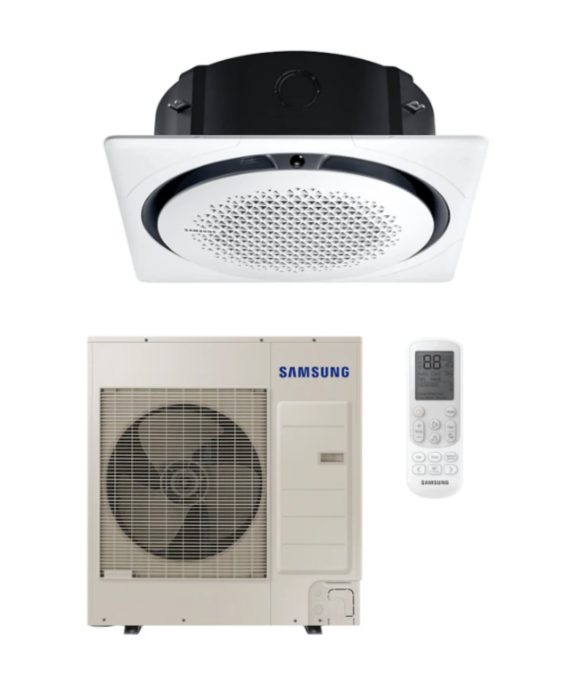 SAMSUNG 360 KASETINIO (HEE) TIPO 12.1/13.2KW ORO KONDICIONIERIAUS KOMPLEKTAS (TRIFAZIS ĮRENGINYS); KOMPLEKTUOJAMAS SU PASIRENKAMA APDAILA IR DISTANCINIU PULTELIU.