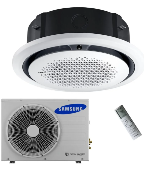 SAMSUNG 360 KASETINIO (HEE) TIPO 7.1/8.0KW ORO KONDICIONIERIAUS KOMPLEKTAS (VIENFAZIS ĮRENGINYS); KOMPLEKTUOJAMAS SU PASIRENKAMA APDAILA IR DISTANCINIU PULTELIU.
