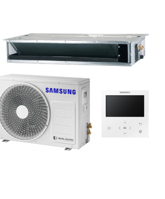 SAMSUNG LSP KANALINIO TIPO ŽEMO SLĖGIO 5.0/6.0KW ORO KONDICIONIERIAUS KOMPLEKTAS SU LAIDINIU PULTELIU