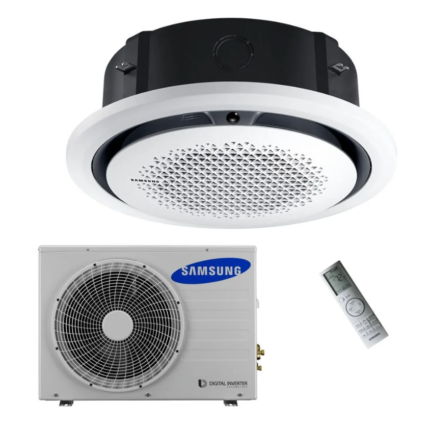SAMSUNG 360 KASETINIO (HEE) TIPO 7.1/8.0KW ORO KONDICIONIERIAUS KOMPLEKTAS (TRIFAZIS ĮRENGINYS); KOMPLEKTUOJAMAS SU PASIRENKAMA APDAILA IR DISTANCINIU PULTELIU.