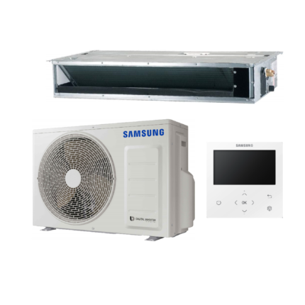 SAMSUNG LSP KANALINIO TIPO ŽEMO SLĖGIO 2.6/3.3KW ORO KONDICIONIERIAUS KOMPLEKTAS SU LAIDINIU PULTELIU