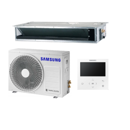SAMSUNG LSP KANALINIO TIPO ŽEMO SLĖGIO 7.1/8.0KW ORO KONDICIONIERIAUS KOMPLEKTAS SU LAIDINIU PULTELIU