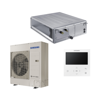SAMSUNG MSP KANALINIO TIPO VIDUTINIO SLĖGIO 10.0/11.2KW ORO KONDICIONIERIAUS KOMPLEKTAS (TRIFAZIS ĮRENGINYS) SU LAIDINIU PULTELIU